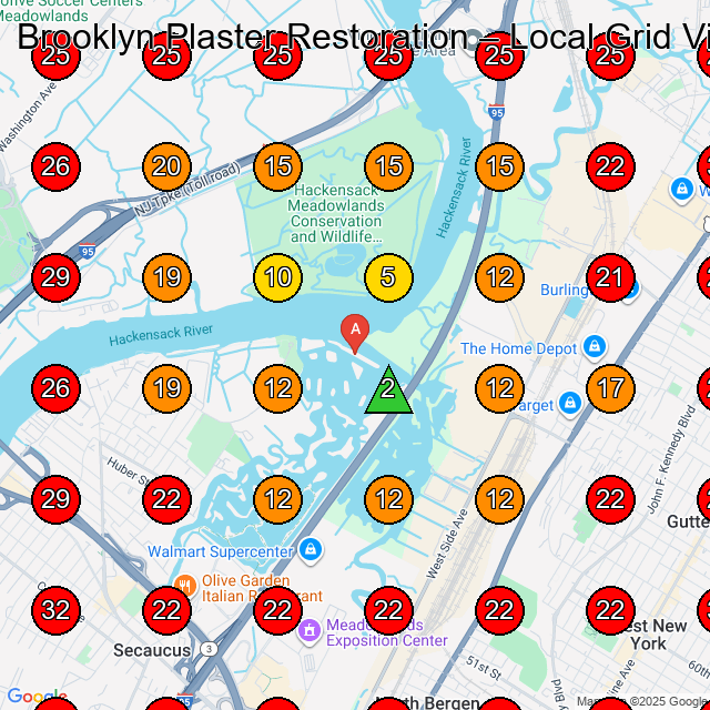 Brooklyn Plaster Restoration GeoGrid visibility map for Painting in West New York